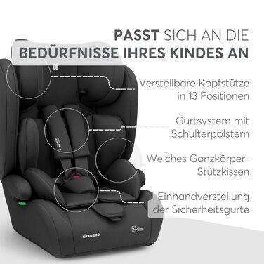 Автокрісло KikkaBoo 9-36 кг i-PASS, група 1/2/3, 1 рік - 12 років, i-Size, чорне