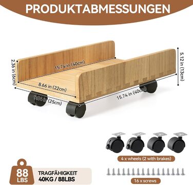 Кріплення для CPU KIRIGEN, комп'ютерний корпус ATX, мобільний стенд з колесами, натуральне дерево