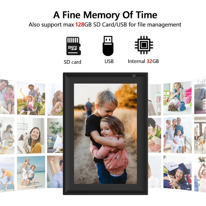 Цифровий фоторамка з Wi-Fi, 10.1 дюйма, сенсорний екран, 32GB, Frameo