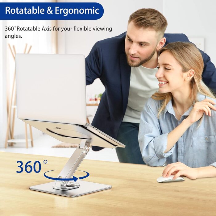 Підставка для ноутбука BESIGN LSX7 з поворотним основанням на 360°, регульована ергономічна підставка, сумісна з ноутбуками 10-15.6