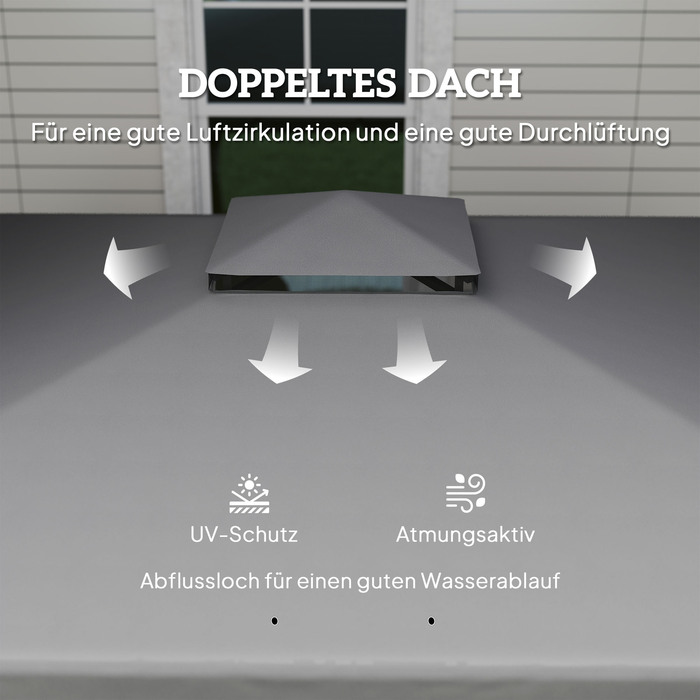Газонний павільйон Avillon розміром приблизно 3x3 м, водостійкий, стабільний, зимостійкий, з подвійним дахом та москітними сітками на блискавці.
