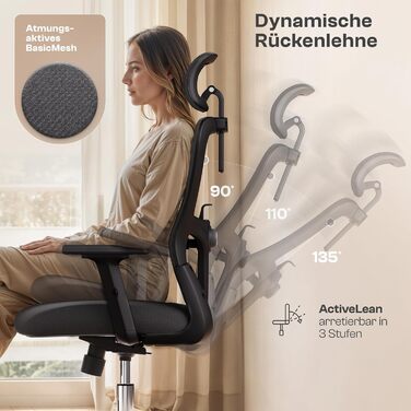 Ергономічне крісло Galahad - офісне, ігрове, поворотне | Макс. 150 кг | Чорний