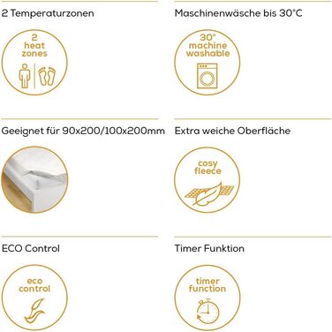 Натяжна та підігрівана ковдра, 3 кроки для температури, універсальний розмір 90/100x200 см, 9 сходинок, 64