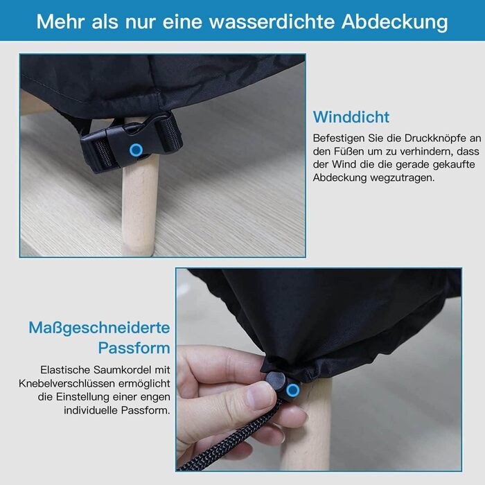 Накладка для садово-патіо меблів Awnic, зимостійка, важка, 420D Oxford, водонепроникна, анти-UV, міцна, прямокутна (160x71 см)