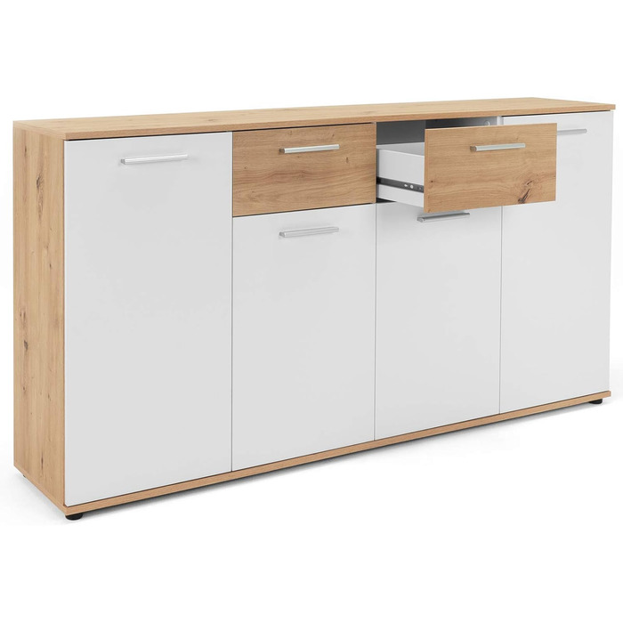 Сервант Jacklin Sonoma Oak/White - 160x85x35 см - Комод з великою кількістю місця для зберігання під житлову зону