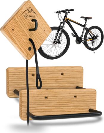 Настінний кронштейн для велосипеда PARAX U-Rack Wood тримач для велосипеда для MTB, електровелосипеда, жіночого велосипеда, шосейного велосипеда, гравійного велосипеда тримач для велосипеда Стінка до 35 кг Внутрішнє зберігання для гаража, квартири, віталь