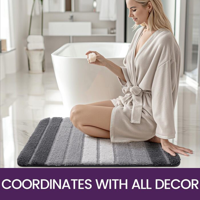 Двопакетні килимки для ванної кімнати DEXI, 40 x 60 см, антиковзаючі, м'які, швидковисихаючі, сірі (2 шт.)