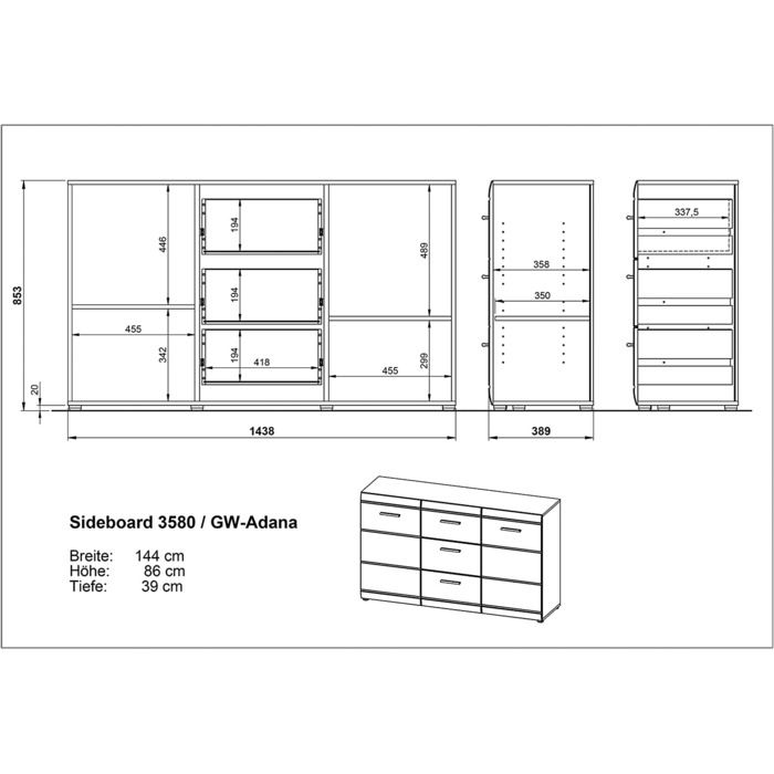 Біла, 40x96x86 см, 3581-84 GW-Adana Wood