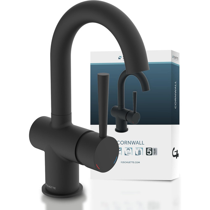 Змішувач для ванної SCHÜTTE 79710 LONDON з висувною лійкою, для миття волосся, однорідний, з комплектом для зливу, хром (чорний)