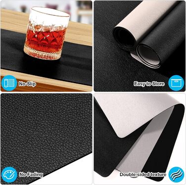 Набори підставки під тарілки 6 шт. з екошкіри, 43x30 см (червоний/сірий)