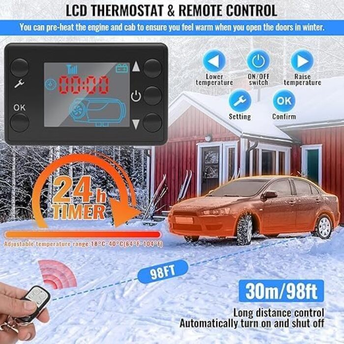 8KW дизельний обігрівач, 12V, з пульт дистанційного керування та LCD-екраном, для авто, RV, човнів, вантажівок, 8KW, блакитний