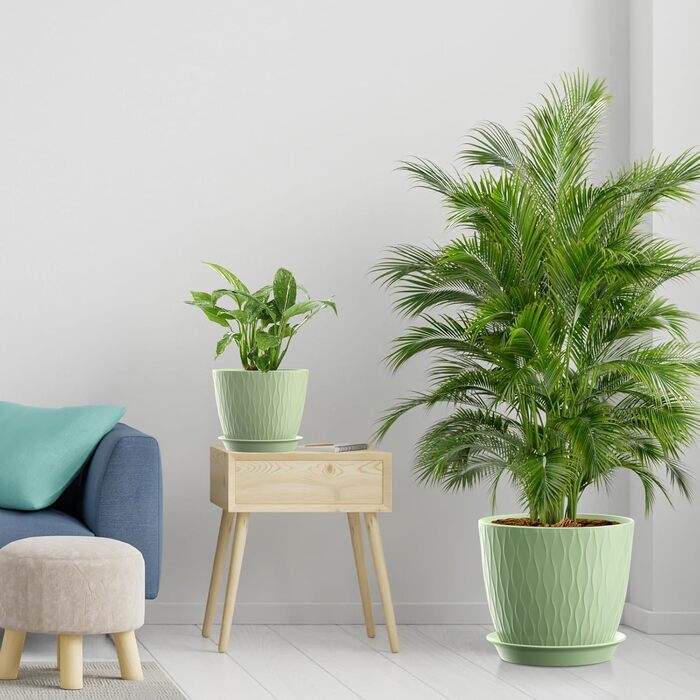 Набір горщиків для квітів з системою поливу (3 шт.) 20.3/17.8/15.2 см, зелений, для дому та балкону