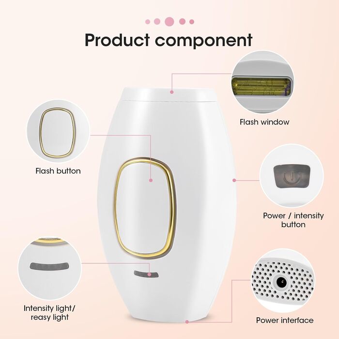 Апарат для видалення волосся IPL, безболісний, портативний, для жінок обличчя, тіло, пахви, ноги, білий