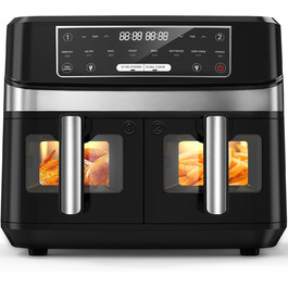 Подвійна фритюрниця без олії з 2 камерами, 10л, 8-в-1, сенсорний екран, таймер, XXL