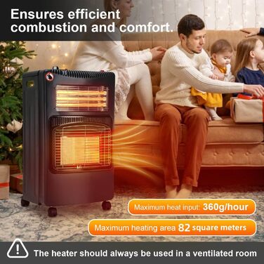 Газовий обігрівач Jiubiaz 4200W з електричним підігрівом 1260W, інфрачервоний керамічний нагрівач, газовий нагрівач з регулятором тиску газу, шлангом, газовим обладнанням, сумісний з балонами бутан/пропан до 15 кг