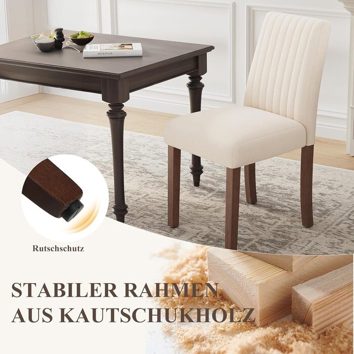 COLAMY Комплект обідніх стільців для їдальні, 6 шт., з м'якою оббивкою, спинкою, для кухні, ресторану (бежевий)