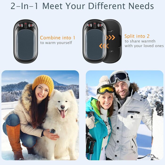 Електричні грілки для рук USB, перезаряджувані, набір 2 шт. - 12 годин роботи, для жінок та чоловіків, Raynaud, Outdoor, кемпінг, полювання, катання на лижах, гольф