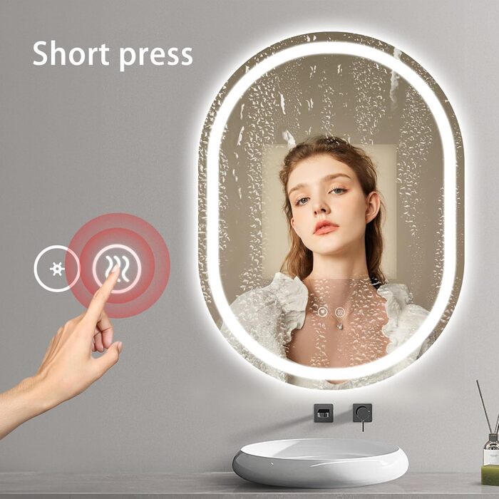 Дзеркало для ванної кімнати Sanitemodar LED 50x70 см з підсвічуванням, антизапар, сенсорне керування