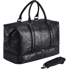 Нічна Дорожня сумка, полотняна, шкіряна, велика вихідна сумка, велика ручна поклажа, жіноча або чоловіча Дорожня сумка, модна (чорний-Розмір L)