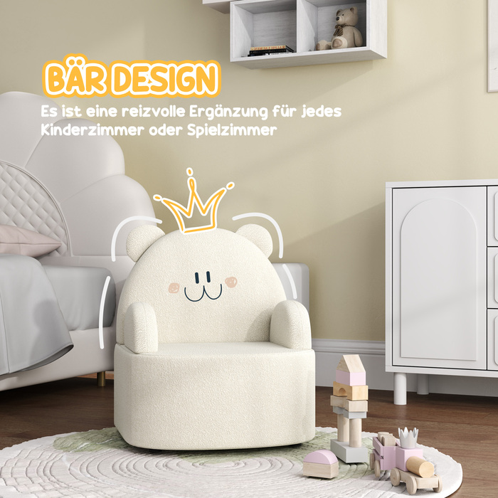 AIYAPLAY Дитяче крісло Teddy Fleece Bear Shape для дітей 1,5-3 років, зручний дитячий диван для дитячої кімнати та ігрової кімнати, бежевий