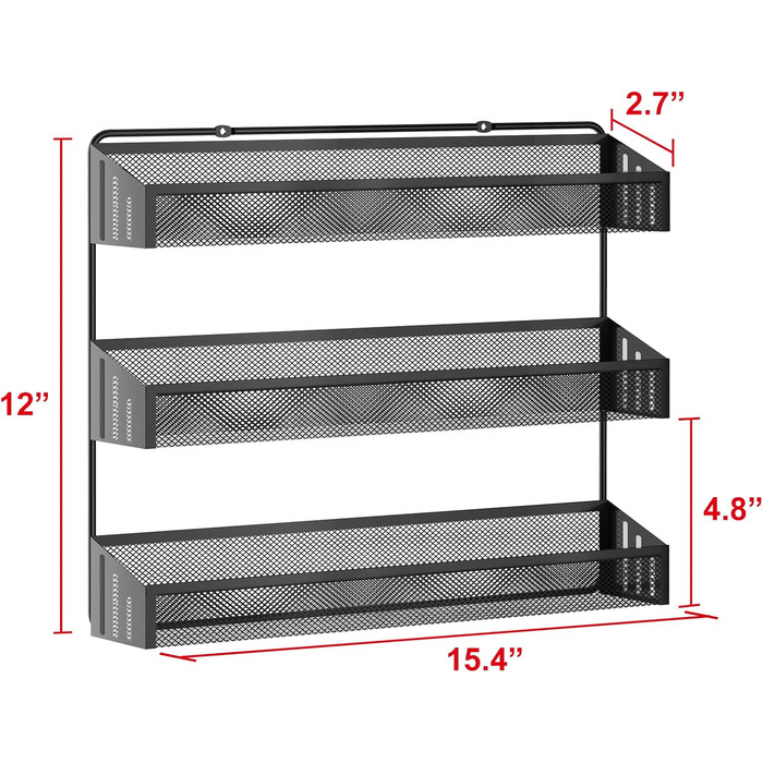 Ярусна настінна стійка для спецій, 2 шт. и, ідеально підходить для кухні (чорний), 3-