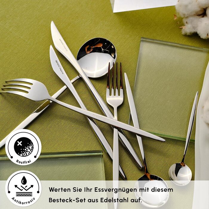 Набір столових приборів Karaca Elegance (84 деталі) - нержавіюча сталь, для посудомийної машини, 12 персон