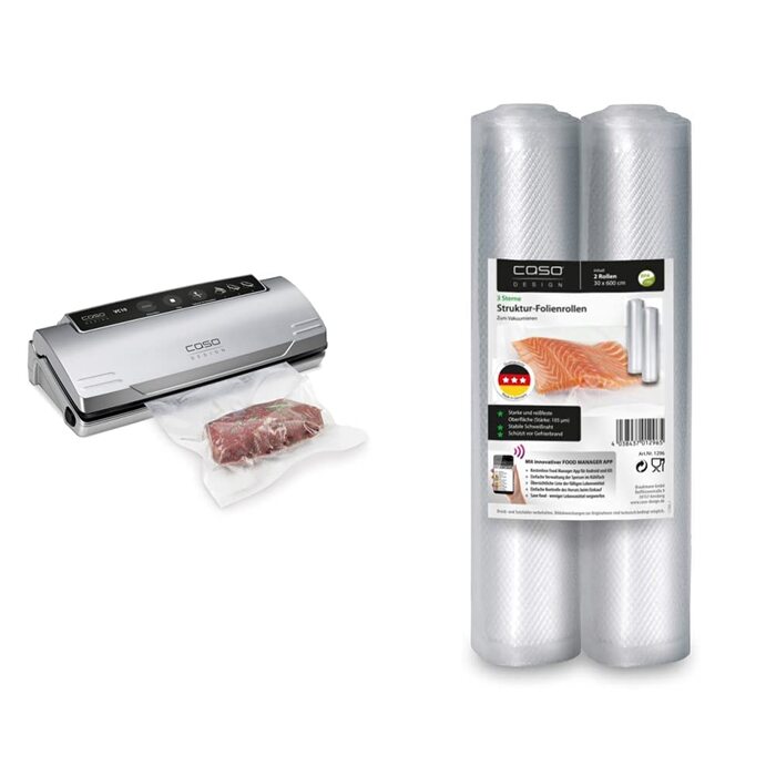 Вакууматор CASO VC10 для продуктів харчування, пристрій для вакуумування з 10 пакетами, ширина шва 30 см