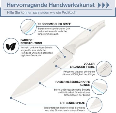 Набір кухонних ножів TEAMFAR з бруском, 15 предметів, нержавіюча сталь, антипригарне покриття