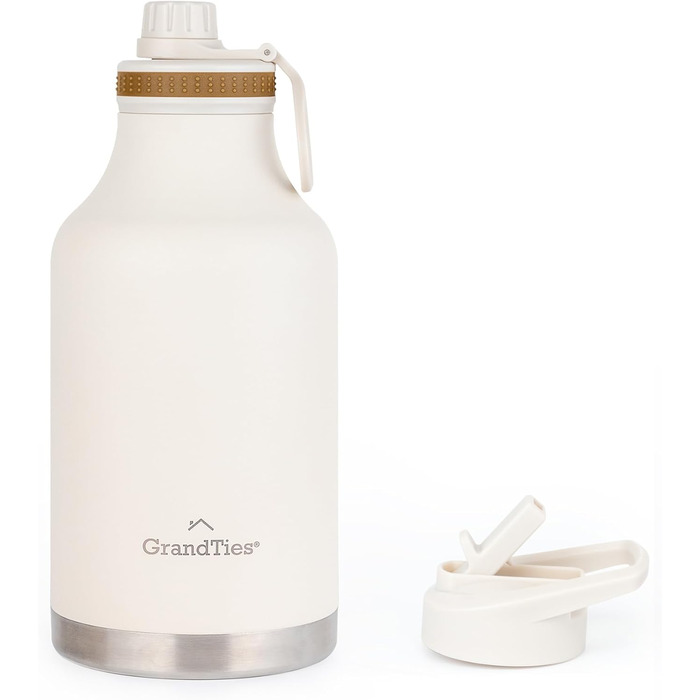 Термопляшка GRANDTIES 946ml з широким горлом та двома кришками, білий колір, для чоловіків та жінок