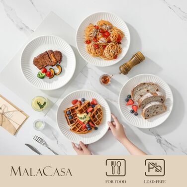 Набір посуду MALACASA LEILA Weiß для 6 осіб, 18 предметів, порцеляна, скандинавський стиль, білий