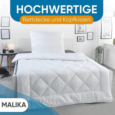 Ковдра MALIKA Double Pack 2 шт. 135x200 в т.ч. 2 шт. Подушка 80x80 - Всесезонна ковдра, яку можна прати (Біла)