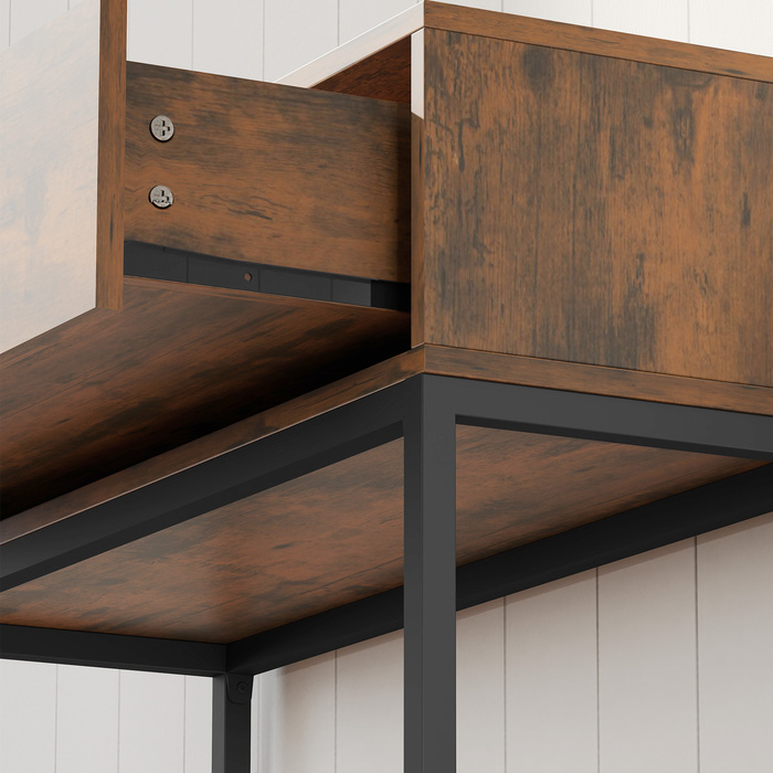 Консольний столик-тумба з ящиком, в індустріальному стилі, для передпокою або вітальні, 80x30x76 см, чорний