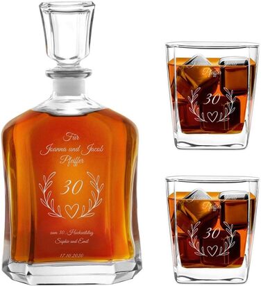 Віскі-карафа Maverton з гравіюванням + набір келихів (2/4/6 шт.) - 700 мл - ідеальний подарунок для молодят