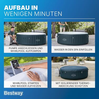 Надувний спа-басейн гідромасажний Bestway Lay-Z-SPA LED-Whirlpool для 6 осіб, 196 x 66 см, темно-зелений