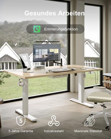 Регульований стіл Devoko 200x80 см з USB-C, електричний, для дому та офісу, білий (200 x 80 см, дуб)