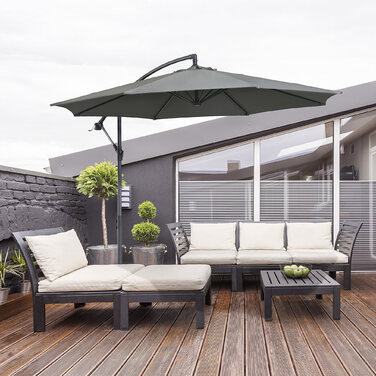Парасолька Outsunny Parasol Crank зі сталевим каркасом і поліефірною тканиною сірий Ø2,95x2,45 м для саду, патіо, балкона