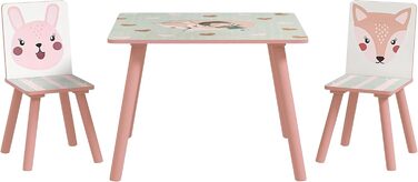 Дитячий стіл ZONEKIZ з 2 стільцями (рожевий), комплект меблів для дитячої кімнати, 3-8 років
