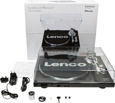 Програвач вінілу Lenco LBT-188 з Bluetooth, ремінним приводом, дві швидкості (33/45 об/хв), антискейтинг, оцифрування вінілових платівок у MP3, темно-коричневий (горіх)