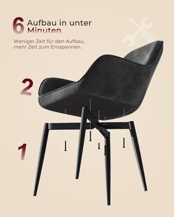 Крісло Eluchang для їдальні та кухні: зручне, з підлокітниками, оксамит, набір 4 шт., до 120 кг