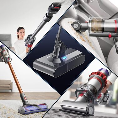 Змінна батарея 6000mAh для Dyson V8 (в т.ч. 2 фільтри, щітка, викрутка, 3 гвинти)