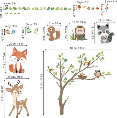 Наклейка на стіну із зображенням лісових тварин, дерева, наклейка на стіну у вигляді лисиці, оленя, сови, наклейка на стіну для дитячої, дитячої, спальні, Настінний декор