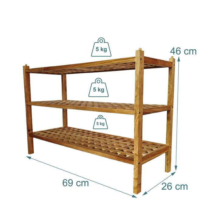 Стелаж для взуття Relaxdays з горіхового дерева з 3 ярусами