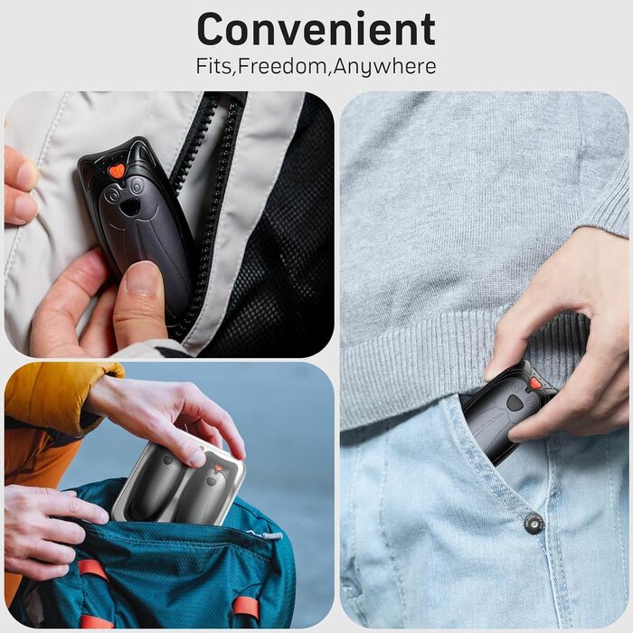 Електричні грілки для рук Zgrmbo 2 шт. з зарядним кейсом 10000 mAh (до 90 годин роботи), багаторазові, чорні