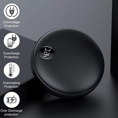 Електричний грієчка для рук EXTSUD: портативний, акумуляторний, USB Powerbank. Чудовий подарунок на зиму для чоловіків та жінок (чорний)