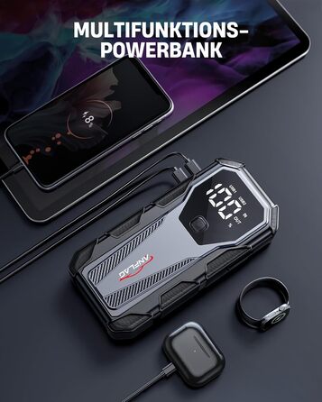 Портативний пусковий пристрій Powerbank для автомобіля, 8000A, 12V, для бензинових та дизельних двигунів, Jump Starter з LED, USB зарядка 3.0 BD40
