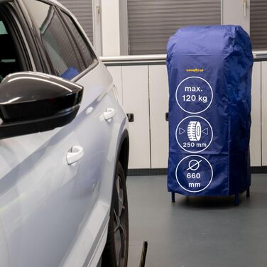 Стеляж для шин Goodyear на 4 шини, блакитний, 2 рівні, регульована висота, до 120 кг