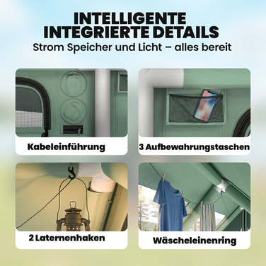 Надувний намет для 8-10 осіб, швидке встановлення, всесезонний, водонепроникний, стійкий до подряпин, з отвором для димоходу та вікном у даху