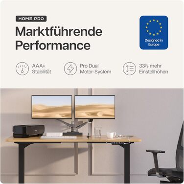 Електричний регульований стіл Desktronic - білий/чорний, з сенсорним керуванням та подвійним мотором