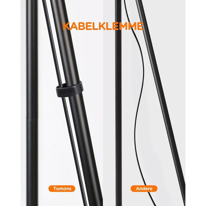 Світлодіодна підлогова лампа Tomons з димером, чорна. Сучасна торшер на тринозі з металу для вітальні та спальні, лампа для читання