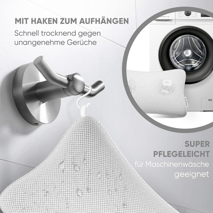 Преміум подушка для ванни XXL рожева | Додаткові подушки для шиї та плечей | Швидковисихаюча, пральна подушка для ванни з 4 великими присосками | Подушка для ванни рожева (маленька, біла)